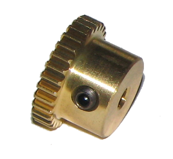 Spur gear BSS made of Brass C3604, module 0.5, 30 teeth, thread M3, bore 3