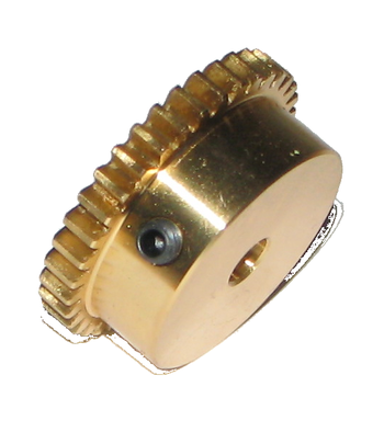 Spur gear BSS made of Brass C3604, module 0.8, 36 teeth, thread M4, bore 5