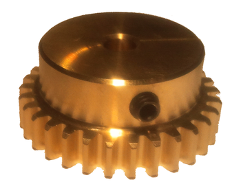 Spur gear BSS made of Brass C3604, module 1, 30 teeth, thread M4, bore 5
